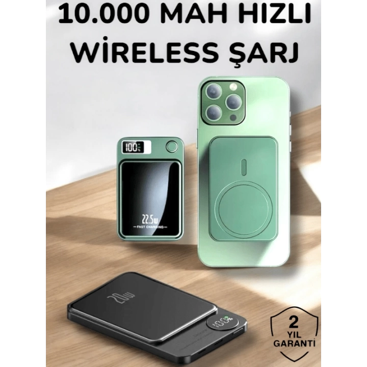 iOS Uyumlu 22.5W Hızlı Şarj Magsafe Powerbank Dijital Göstergeli 10.000 mAh