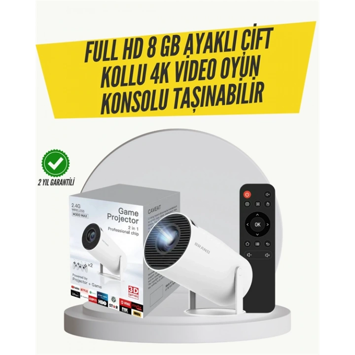 Kablosuz 4K Projeksiyon – Wi‑Fi 6 & Bluetooth 5.0 ile Oyun ve Uygulama Merkezli
