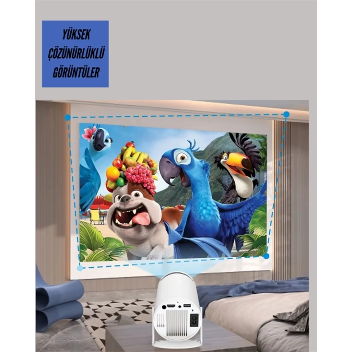 Kablosuz 4K Projeksiyon – Wi‑Fi 6 & Bluetooth 5.0 ile Oyun ve Uygulama Merkezli