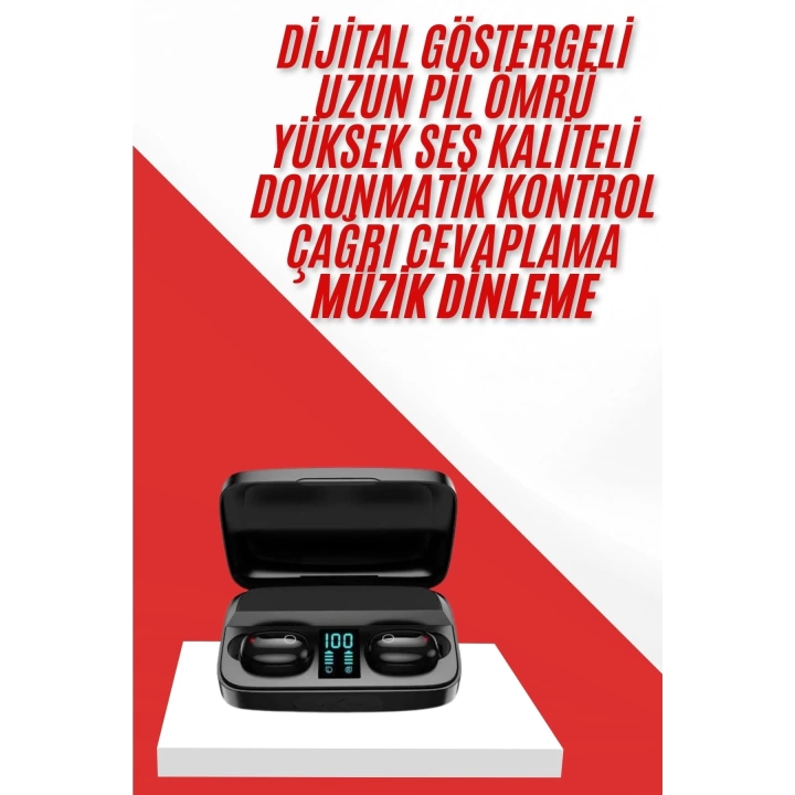 Kablosuz Bluetooth Kulaklık Android ve İOS Uyumlu Led Göstergeli Powerbankli