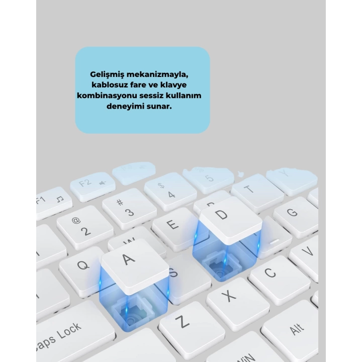 Kablosuz Klavye ve Mouse Seti - Ergonomik Tasarım, Sessiz Kullanım, Geniş Uyumluluk