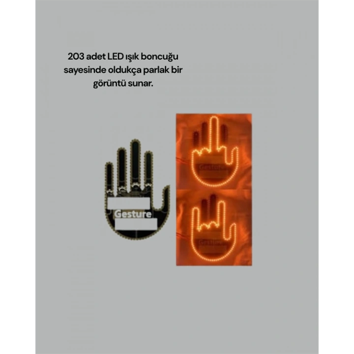 Kablosuz Kumandalı LED Jest Işığı – 3 Modlu Araba Arkası Mesaj Işığı, 203 LED ile Yüksek Parlaklık