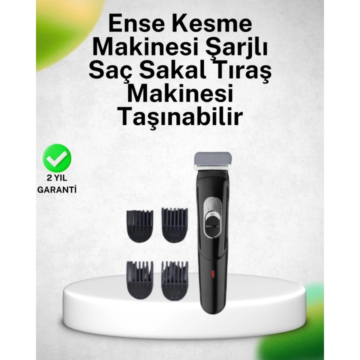 Kablosuz, Paslanmaz Çelik Bıçaklı Profesyonel Saç ve Sakal Tıraş Makinesi – Sessiz, Güçlü ve Ergonomik