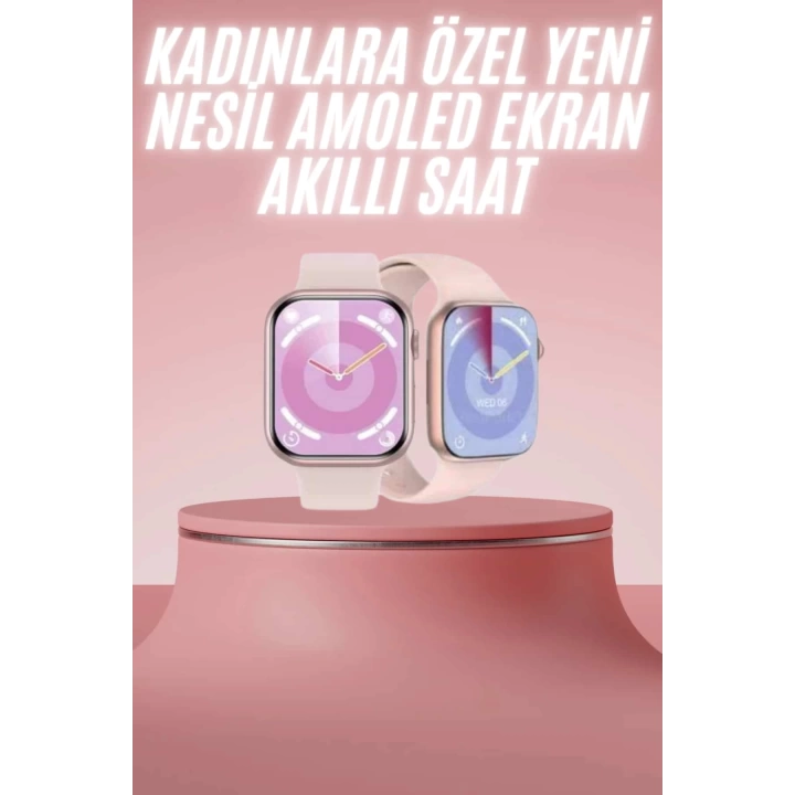 Kadınlara Özel Yeni Nesil Pembe Amoled Ekran Ultra Akıllı Saat 49MM