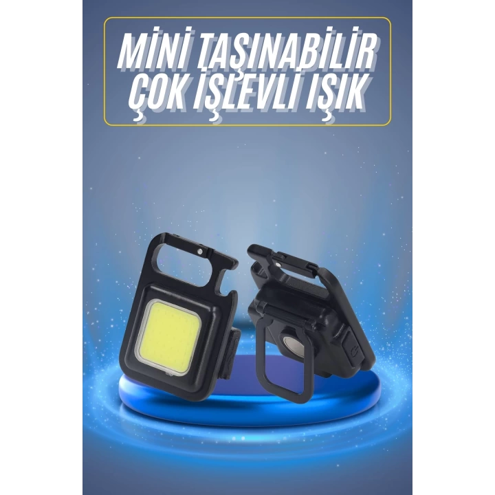 Kamp Çadır Lambası Şarjlı El Feneri Işıldak Anahtarlık Mini Mıknatıslı