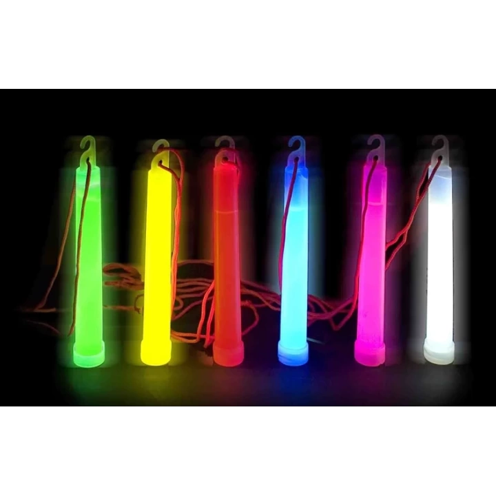 Karanlıkta Yanan Asılabilir İp Aparatlı Glow Stick Kolye Glow Stick Lamba 6 Adet 6 Renk 15 Cm