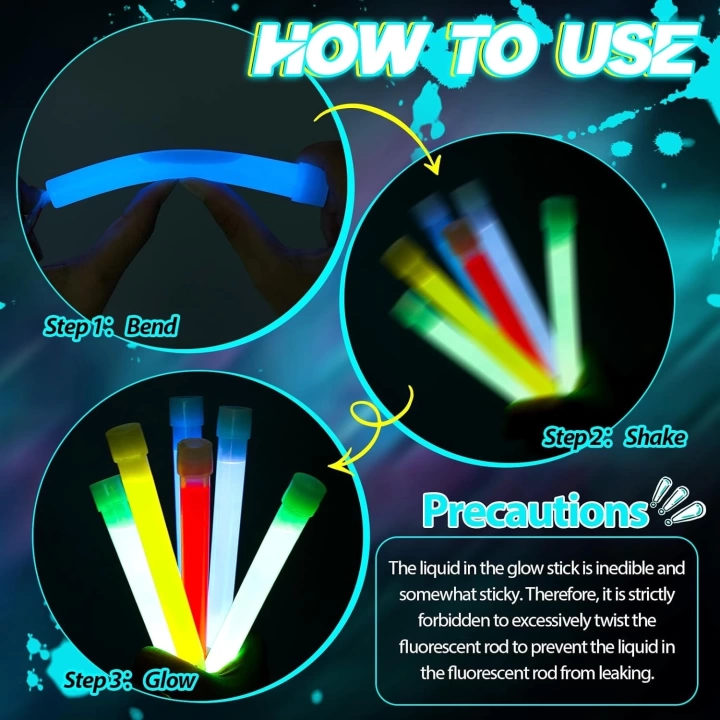 Karanlıkta Yanan Asılabilir İp Aparatlı Glow Stick Kolye Glow Stick Lamba 6 Adet 6 Renk 15 Cm