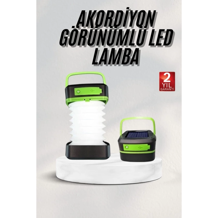 Katlanabilir Kamp Lambası Akordiyon Lamba Şarjlı 3 Kademeli Solar