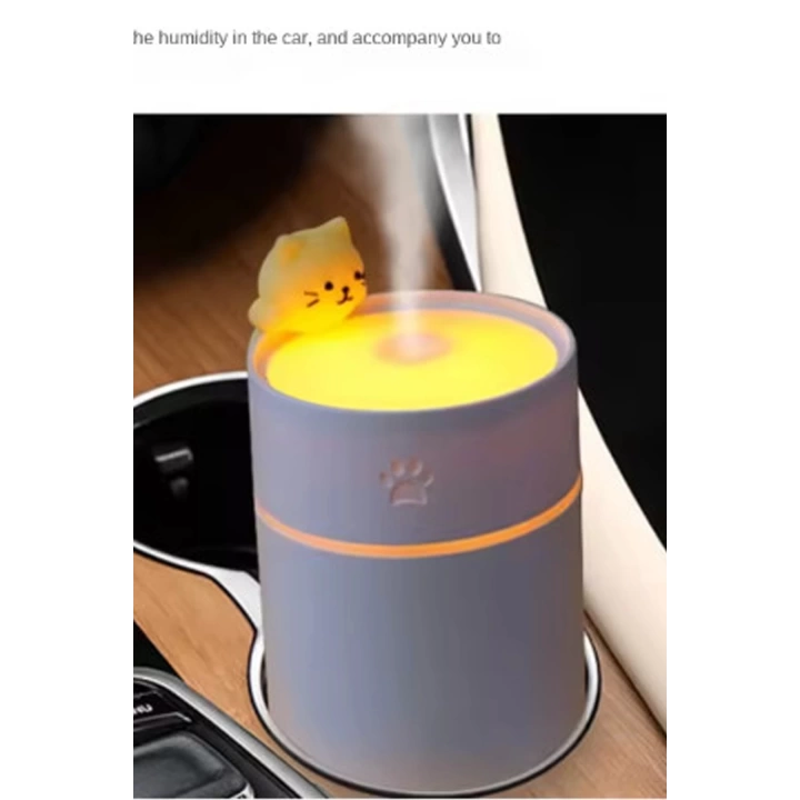 Kedi Karikatürlü Masaüstü Işıklı Hava Nemlendirici Usb Destekli Pembe