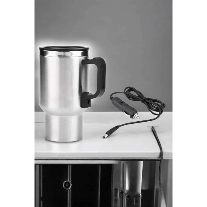 Kettle Kapaklı Araç İçi Termos Tüm Arabalara Uyumlu Çakmaklık Girişli Su Isıtıcı Bardak