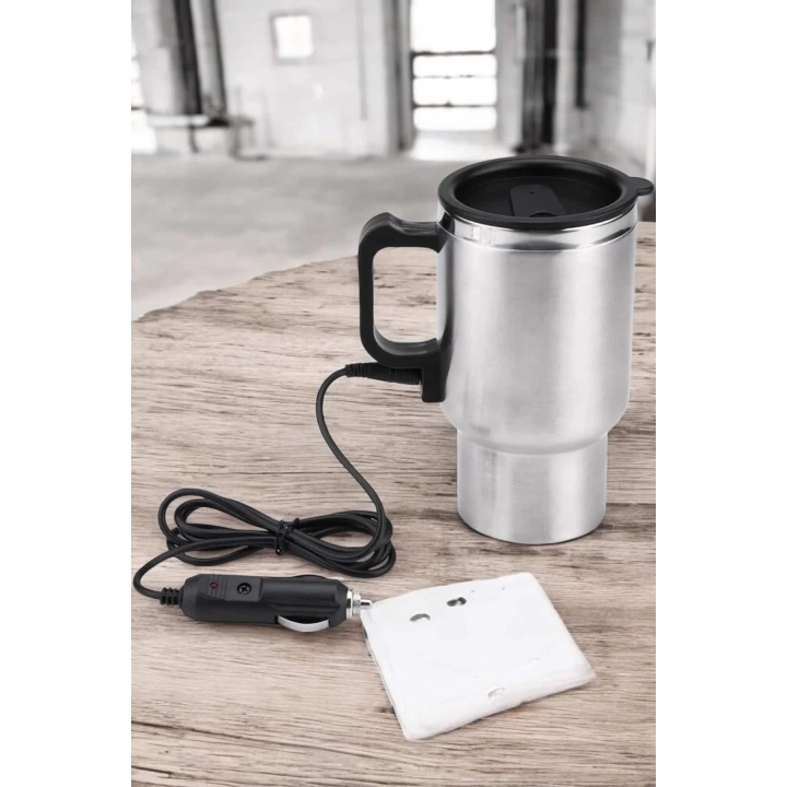 Kettle Kapaklı Araç İçi Termos Tüm Arabalara Uyumlu Çakmaklık Girişli Su Isıtıcı Bardak