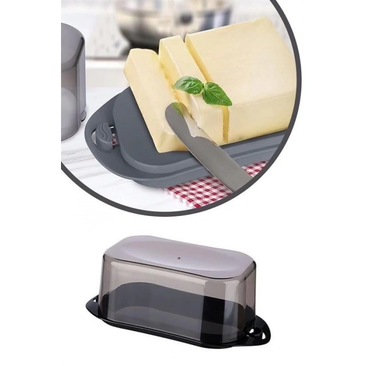 Kilitli Plastik Kapaklı Kahvaltılık Tereyağlık Peynirlik Erzak Saklama Kabı Ap-9428