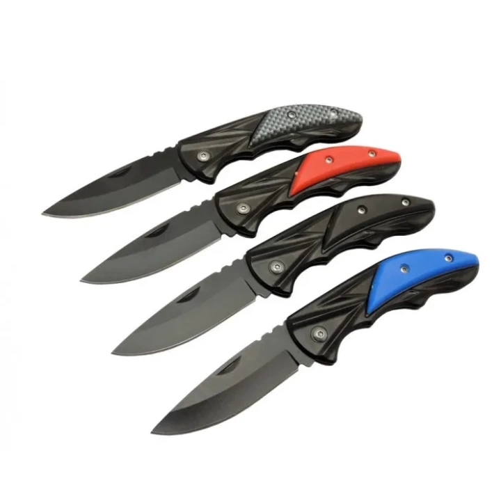 Klipsli 4 Lü Set Metal  16 Cm Kamp / Outdoor Çakı  - Yarı Otomatik, Kemerlikli, Kutulu