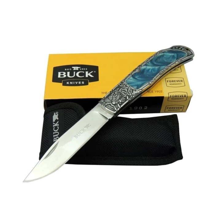 Knives Bk-009bl Mavi Kamp Çakı 23 Cm - Sedef Ampampamp Metal Saplı, Kılıflı, Kutulu