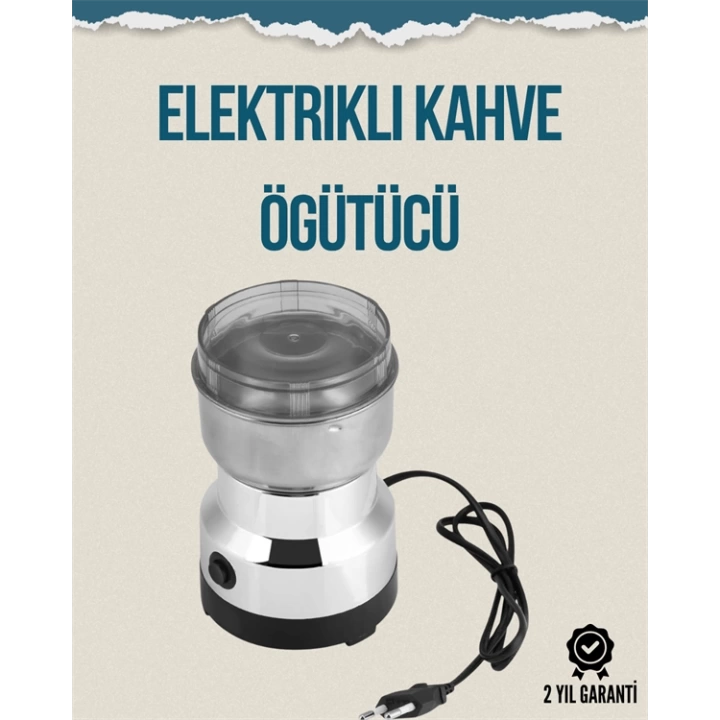Kompakt Elektrikli Kahve ve Baharat Öğütücü | 14500 Devir, Şeffaf Kapaklı, Hediye İçin İdeal