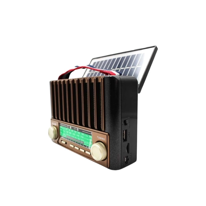 KTF-1428 Güneş Paneli Şarjlı Nostaljik Bluetooth Hoparlör – FM/AM/SW Radyo, USB/SD Desteği, Taşınabilir Tasarım