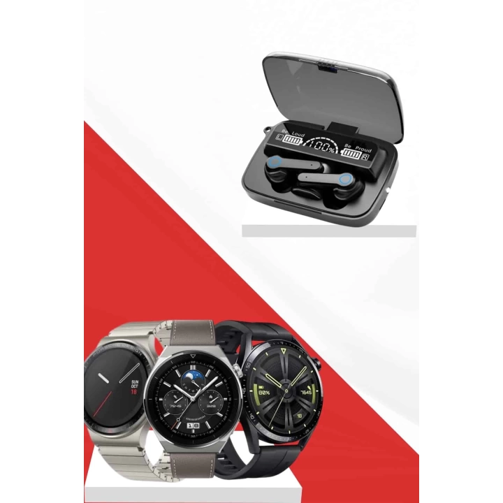 Kulak İçi Kablosuz Bluetooth Kulaklık ve NFC ve GPS Özellikli Akıllı Saat Alarm ve Titreşim