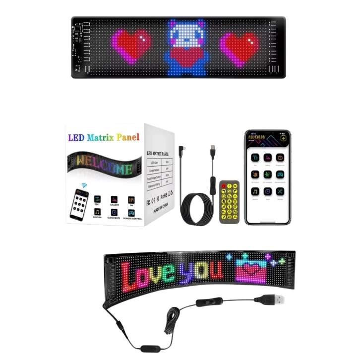 Kumandalı App Kontrollü LED Ekran 16X192 Led Matrix Araç Camı Yazısı