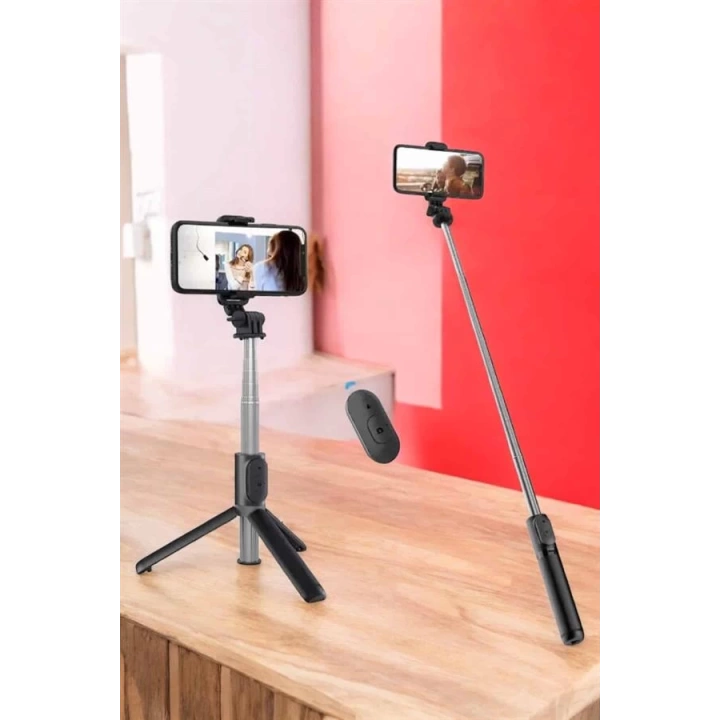Kumandalı Tripod Telefon Tutucu Selfie Çubuğu 360 Derece Dönebilen