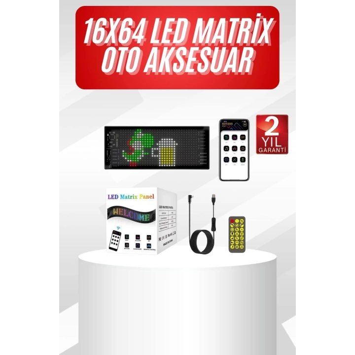 Led Ekran Matrix Panel Dijital Araba Yazısı RGB 16x64