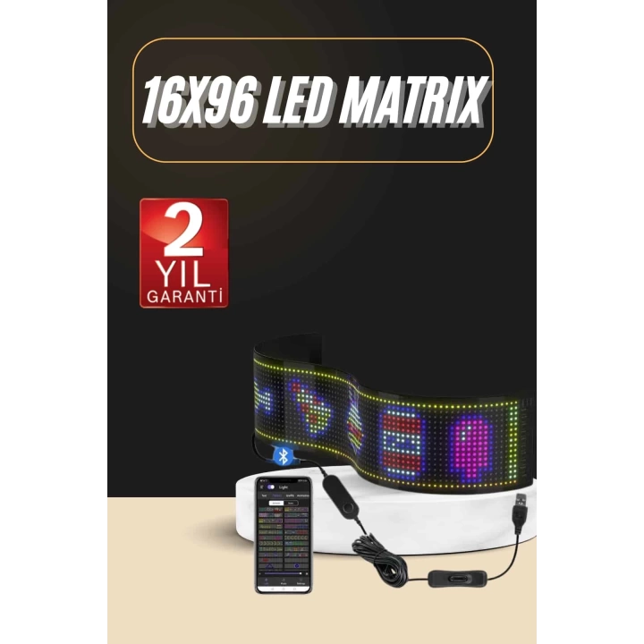 Led Ekran Matrix Panel En Büyük Boy 16X96 Araba Yazısı 19.2x89.8 cm