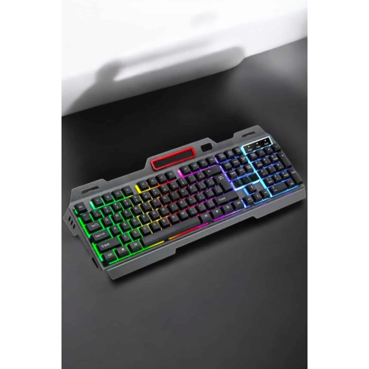 Led Işıklı Oyuncu Klavye Usb Girişli RGB Işıklı Q Klavye Mouse Hediyeli