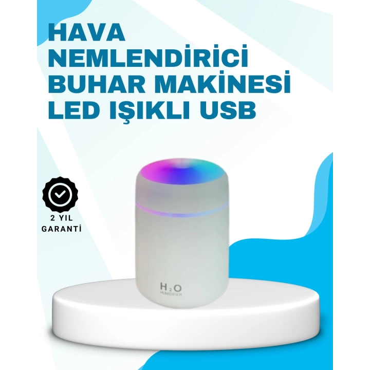 LED Işıklı Sessiz Masaüstü Nemlendirici – 3 Buhar Modu