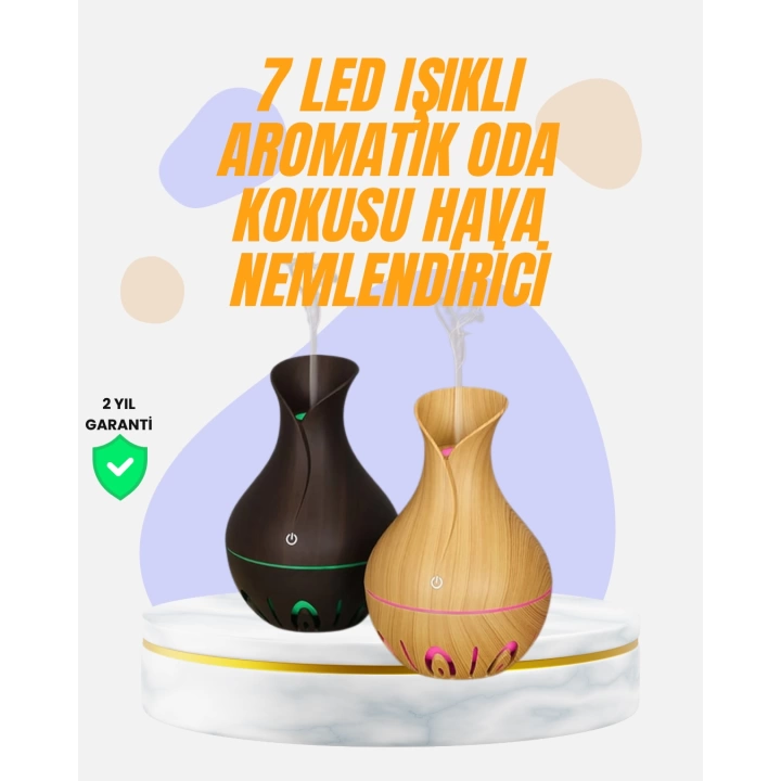 Led Işıklı Ultrasonik Oda Nemlendirici ve Uçucu Yağ Difüzörü