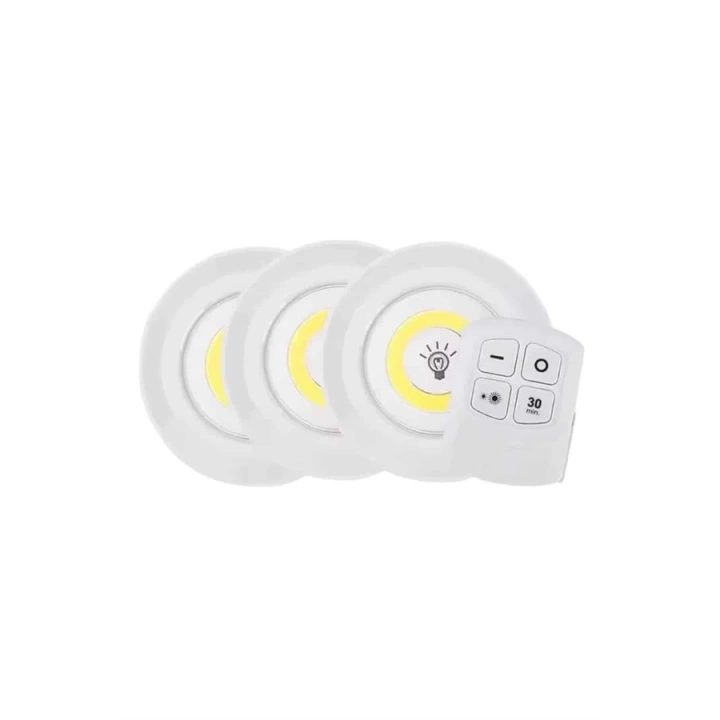 Led Lamba 3lü Uzaktan Kumandalı Yapışkanlı