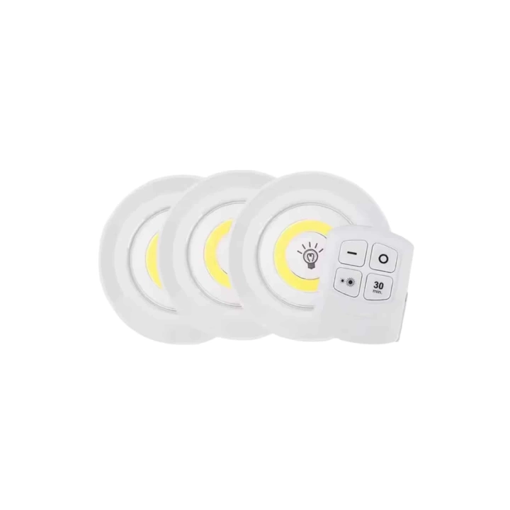 Led Lamba 3lü Uzaktan Kumandalı Yapışkanlı