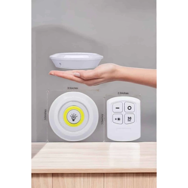Led Lamba 3lü Uzaktan Kumandalı Yapışkanlı Beyaz Işık