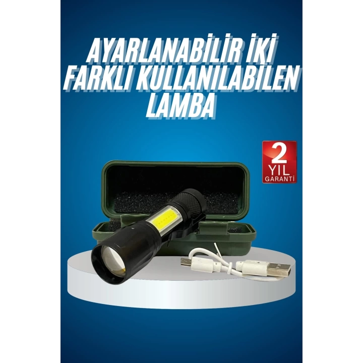 Led Lamba El Feneri Küçük Taşınabilir USB Şarjlı Acil Durum Lambası