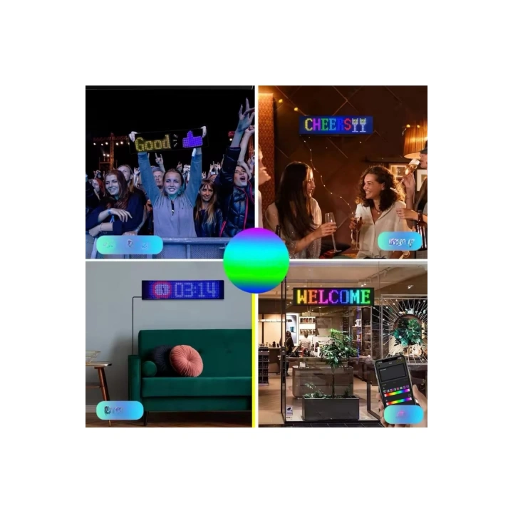 Led Matrix Bluetooth Bağlantılı Araç Camına Uygun Pixsel Görünümlü 16X96