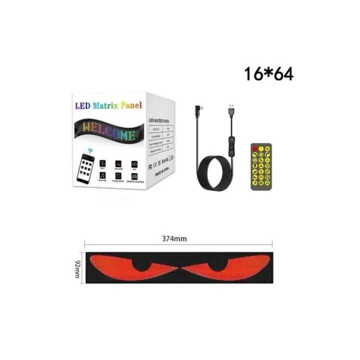 LED Matrix Panel RGB Ekran Kumandalı 16X64 Araç Camına Uygun