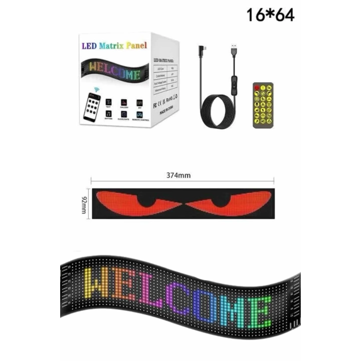 Led Panel 16*64 Led Uzaktan Kumandalı Telefon Kontrollü LED Ekran