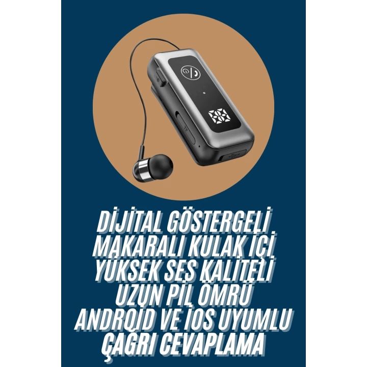 Makaralı Kulaklık SD Kart Girişli Dijital Göstergeli Kablolu Bluetooth Kulaklık