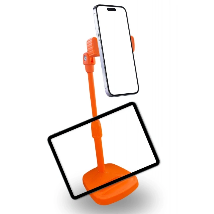 Masa Üstü Tablet ve Telefon Tutucu Plastik Aparat Turuncu Telefon Standı