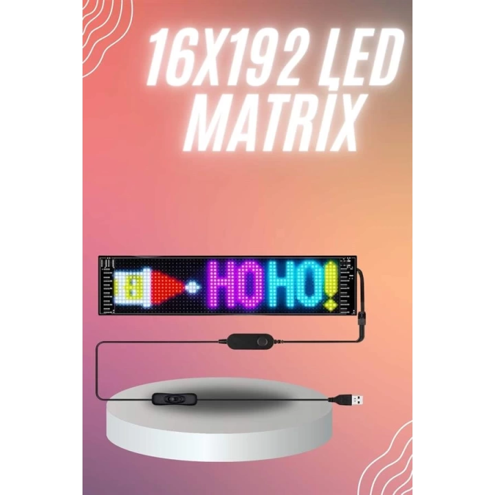 Matrix Led 16x192 Cama Yapışan Telefon Kontrollü Panel Dijital Ekran Kumandalı