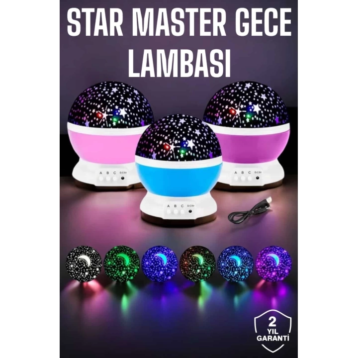 Mavi ve Mor Işıklı Star Master Projeksiyon Lambası