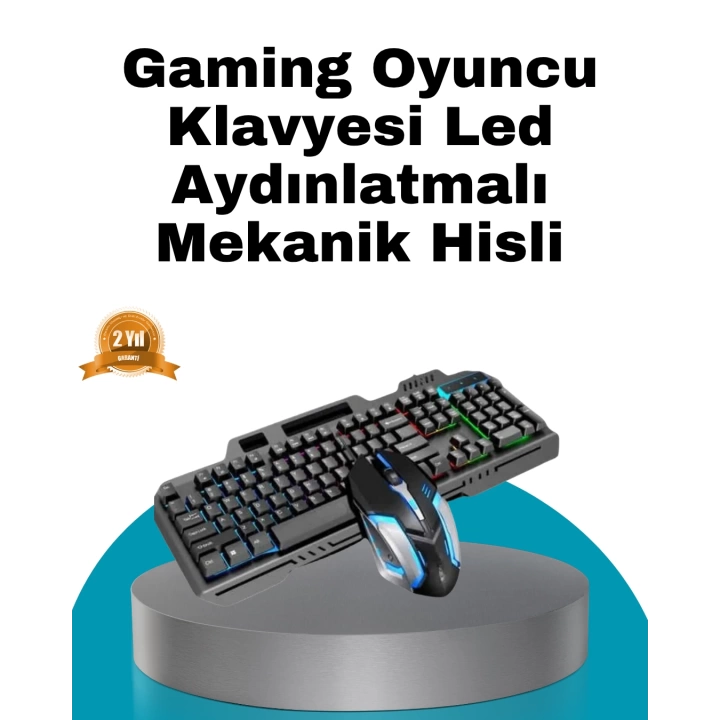 Mekanik Oyuncu Seti – LED Işıklandırma ve Ergonomik Mouse