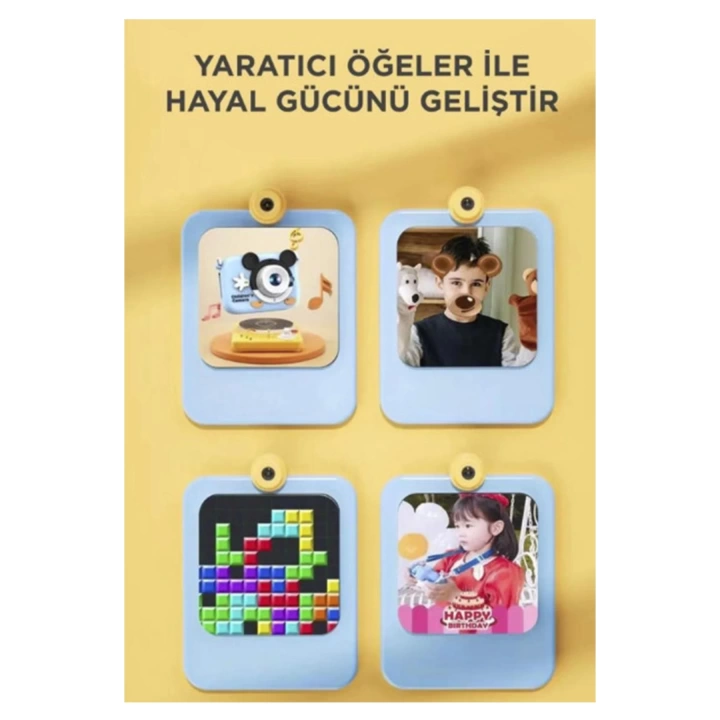 Mini 1080p Hd Çocuk Kamera Dijital Fotoğraf Makinesi 2.0 Inç Ekran 5 Adet Oyun Mor
