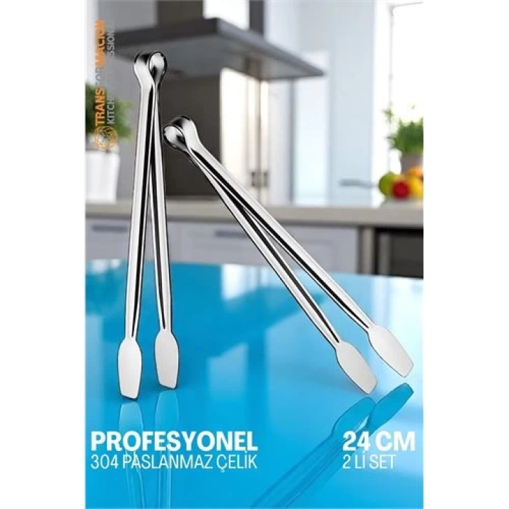 Mutfak Maşası - Mangal Barbekü Maşası - Izgara Maşası Tava Maşası Çelik  24 Cm