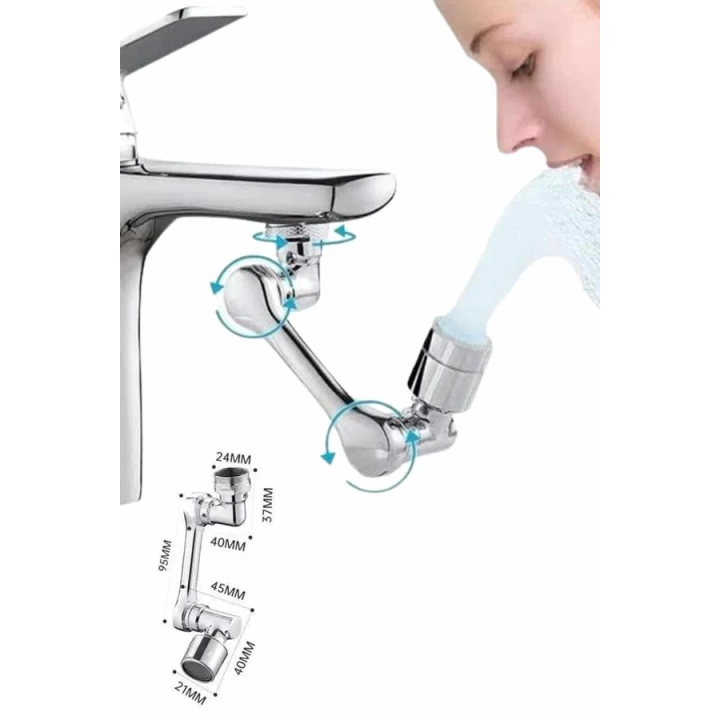 Mutfak Musluk Başlığı 1080 Derece Dönebilir Oynar Başlıklı Musluk Aparatı