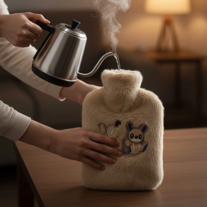 Mutlu Robot Hayvan Figürlü Peluş Sıcak Su Torbası 1 Lt – Yumuşak Kılıf, Uzun Süre Sıcak Tutan Termal Su Torbası