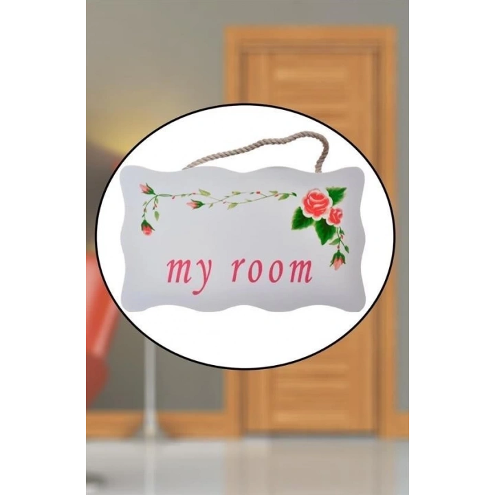 My Room Benim Odam Dekoratif Çiçek Desenli Kapı Askısı