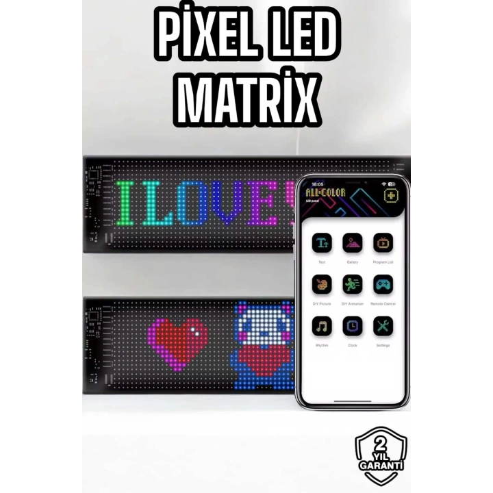 Otomobil Uyumlu Led Matrix Dijital Ekran Bluetooth Bağlantılı 16X24