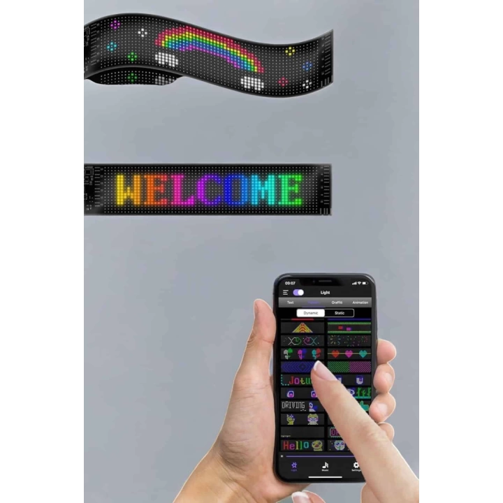 Otomobil Uyumlu Led Matrix Dijital Ekran Bluetooth Bağlantılı 16X24