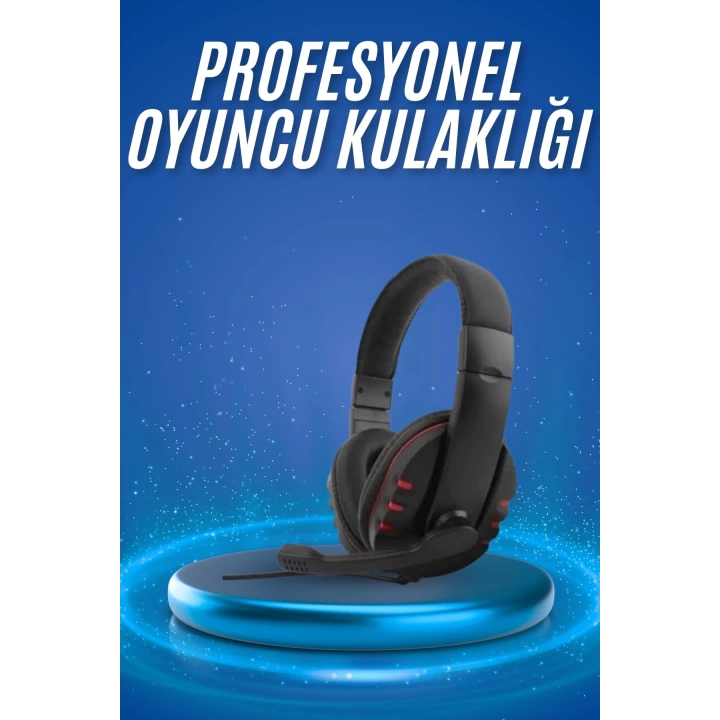 Oyuncu Kulaklığı Kulak Üstü Kablolu Stereo Mikrofonlu Yumuşak Kulak Yastığı