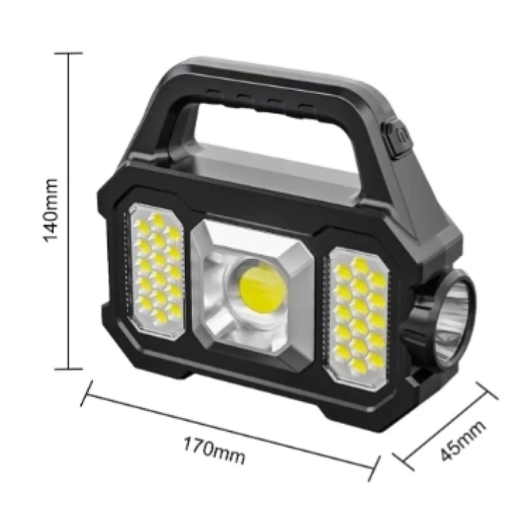P-880a Solar Powerbanklı Şarjlı Taşınabilir Güçlü Fener