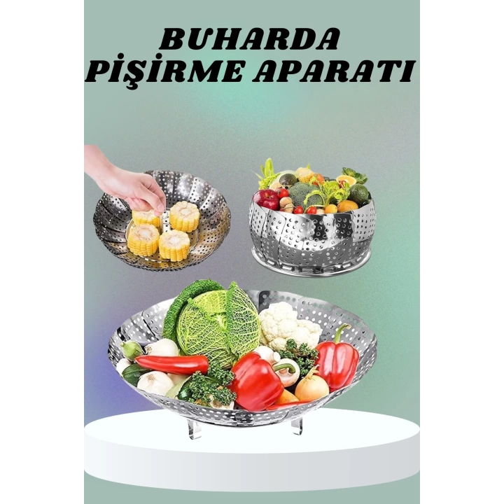 Paslanmaz Çelik Buharda Sebze Pişirme Haşlama Aparatı Buharlı Pişirici